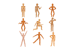 wood man model set cartoon Product Image 1