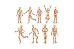 wood man model set cartoon Product Image 1