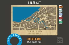 Cleveland Map, Ohio Wood Decor 3d Laser cut SVG, USA City Product Image 1