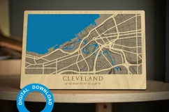 Cleveland Map, Ohio Wood Decor 3d Laser cut SVG, USA City Product Image 2