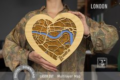 Heart Map London SVG, 3D Street Laser Map Product Image 1