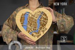 Heart Map New York SVG, 3D Street Laser Map Product Image 1