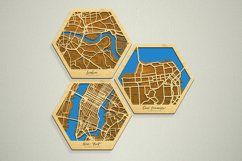 San Francisco Map, Hexagon Map Laser files Product Image 2