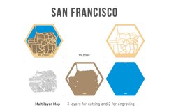 San Francisco Map, Hexagon Map Laser files Product Image 4