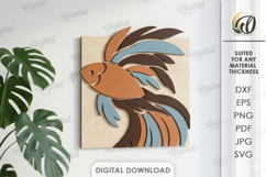 3D Mosaic Wall Art Laser Cut. Wall Decor. Fish SVG Product Image 1
