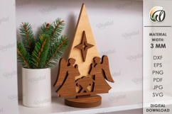 Nativity Tree Laser Cut. Stand Decor SVG Product Image 1