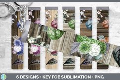 Wood Floral Key Fob | Wristlet Sublimation Product Image 1