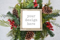 Wood Sign 8x8 Christmas Mockup| Add SVG Clipart Sublimation Product Image 1