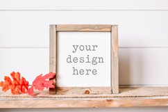 Square Wood Sign Autumn Fall Mockup| Add SVG Add Sublimation Product Image 1