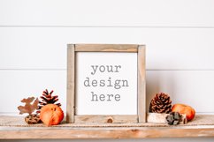 Square Wood Sign Autumn Fall Mockup| Add SVG Add Sublimation Product Image 1