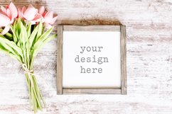 Wood Sign Mockup| Stock Photo| Flat Lay | Digital Mockup Product Image 1