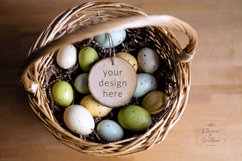 Wood Slice Easter Tag Mockup, Easter Basket Tag Mock Up, JPG Product Image 1