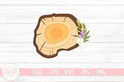 Wooden Slice With Flower Arrangement Clipart Design Product Image 1