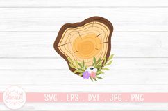 Wooden Slice With Flower Arrangement Clipart Design Product Image 1