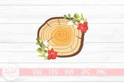Wooden Slice With Flower Arrangement Clipart Design Product Image 1