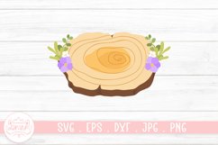 Wooden Slice With Flower Arrangement Clipart Design Product Image 1