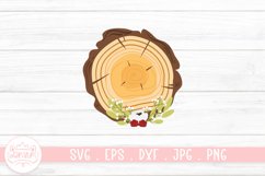 Wooden Slice With Flower Arrangement Clipart Design Product Image 1