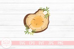 Wooden Slice With Flower Arrangement Clipart Design Product Image 1