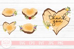 Wooden Slice With Flower Arrangement Clipart Design Product Image 1