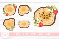 Wooden Slice With Flower Arrangement Clipart Design Product Image 1
