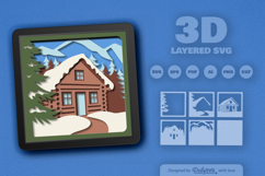 Wood Winter Cabin Layered Papercut Product Image 2