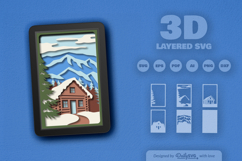 Wood Winter Cabin Layered Papercut Product Image 2