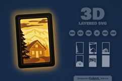 Wood Winter Cabin Layered Papercut Product Image 3