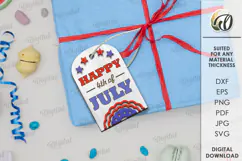 Wooden 4th of July gift tag Laser Cut Product Image 1