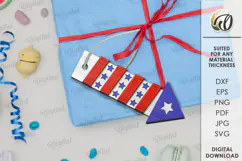 Wooden 4th of July gift tag Laser Cut Product Image 1