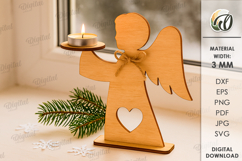 Angel Stand Laser Cut. Candle Holder SVG Product Image 1