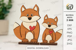 3D Animals Figurines Stands Laser Cut. Foxes SVG Product Image 1