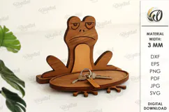 Wooden Animal Key Holder Laser Cut. Frog SVG Product Image 1