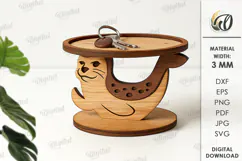 Wooden Animal Key Holder Laser Cut. Seal SVG Product Image 1