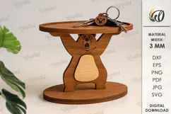 Wooden Animal Key Holder Laser Cut. Bear SVG Product Image 1