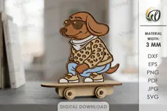3D Animal On Skateboard Laser Cut. Kids toy. Dog SVG Product Image 1