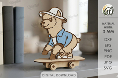 3D Animal On Skateboard Laser Cut. Kids toy. Sheep SVG Product Image 1