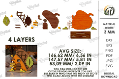 Wooden Autumn House Laser Cut. Fall Decor SVG Product Image 2