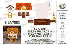 Wooden Autumn House Laser Cut. Fall Decor SVG Product Image 2