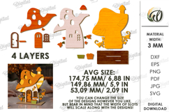 Wooden Autumn House Laser Cut. Fall Decor SVG Product Image 2