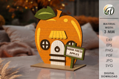 Wooden Autumn Houses Bundle Laser Cut. Fall Decor SVG Product Image 6