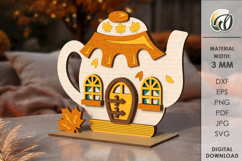 Wooden Autumn Houses Bundle Laser Cut. Fall Decor SVG Product Image 7