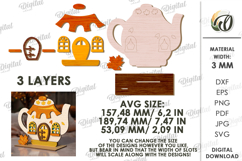 Wooden Autumn House Laser Cut. Fall Decor SVG Product Image 2