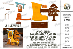 Wooden Autumn House Laser Cut. Fall Decor SVG Product Image 2