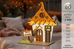 Wooden Autumn Houses Bundle Laser Cut. Fall Decor SVG Product Image 9