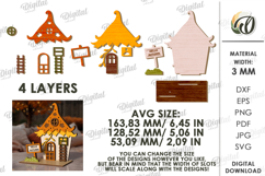 Wooden Autumn House Laser Cut. Fall Decor SVG Product Image 2