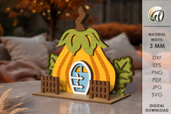 Wooden Autumn Houses Bundle Laser Cut. Fall Decor SVG Product Image 10