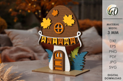 Wooden Autumn Houses Bundle Laser Cut. Fall Decor SVG Product Image 11