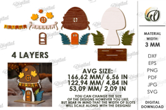Wooden Autumn House Laser Cut. Fall Decor SVG Product Image 2