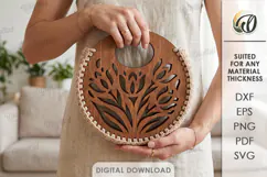 Wooden Crochet Bag Base Laser Cut. Purse Making Template SVG Product Image 1