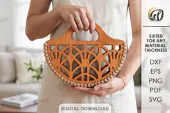 Wooden Crochet Bag Base Laser Cut. Purse Making Template SVG Product Image 1